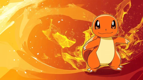 Vibrant Anime with Fiery Background