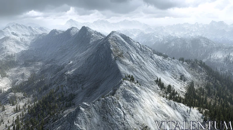 Scenic Snowy Mountainous Landscape AI Image