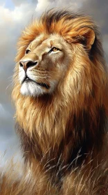 Regal Lion with Flowing Mane