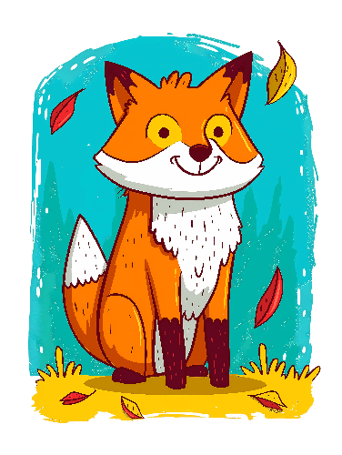 Charming Cartoon Fox Apparel Design with Nature Theme POD Design