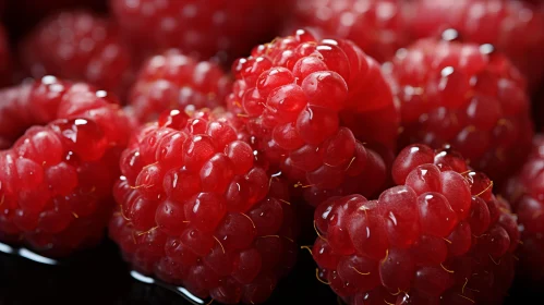 Close-up Raspberries on Dark Background: A Study in Translucency
