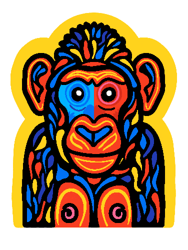 Colorful Monkey Face Illustration for Apparel Design POD Design