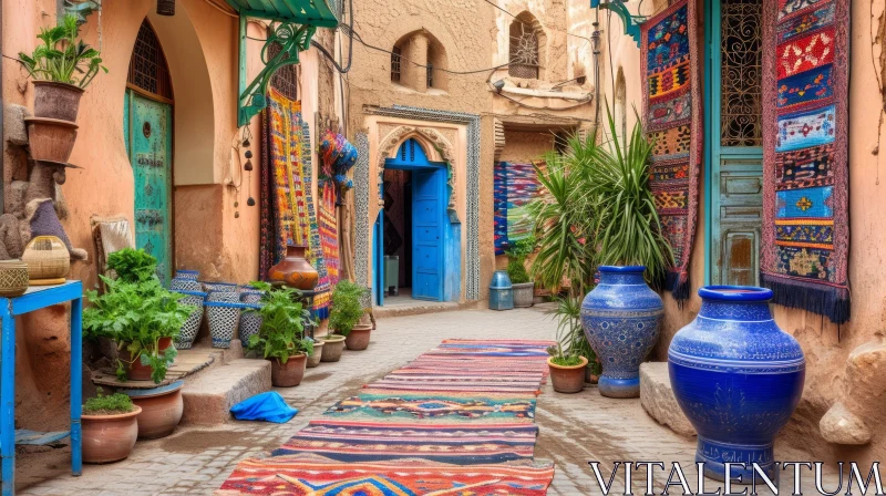 Colorful Woodcarvings in Morocco's Old Medina - A Vibrant Visual Delight AI Image