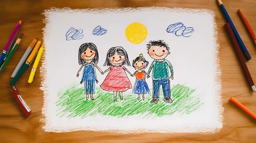 Child's Art: A Happy Family Portrait