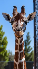 Giraffe Close-Up with Blue Sky