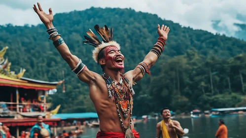 Man Celebrating in Traditional Dress