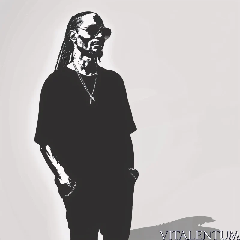 AI ART Minimalistic Monochrome Art of Snoop Dogg