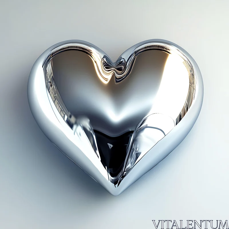 Metallic Heart Sculpture AI Image