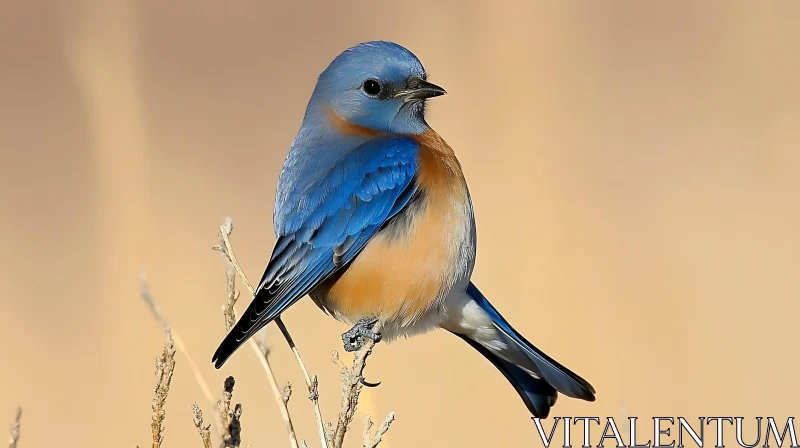 Brilliant Plumage of a Bluebird on Twig AI Image