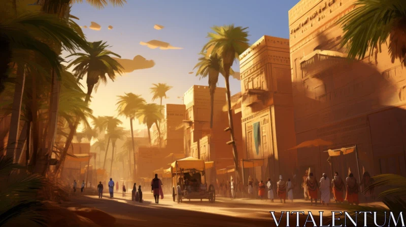 Vibrant Street Decor: A Captivating Painting of a Desert City AI Image