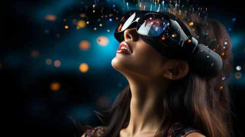 Virtual Reality Girl in Cosmic Fantasy - Pop Art Style