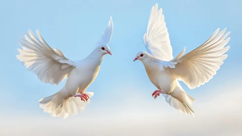 Two White Doves Flying