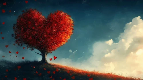 Romantic Heart Tree Landscape