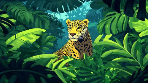 Leopard amidst Lush Jungle Vegetation