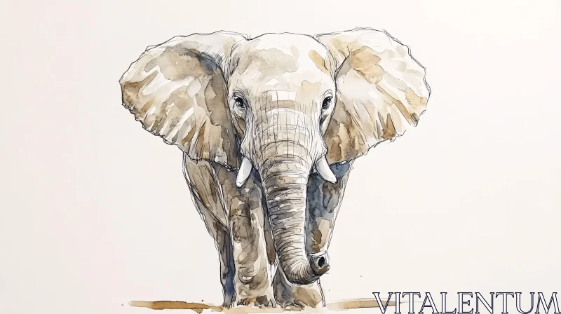 AI ART Majestic Elephant in Watercolor