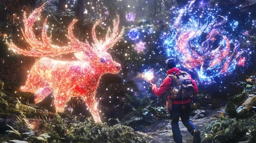 Magical Deer in Starry Forest