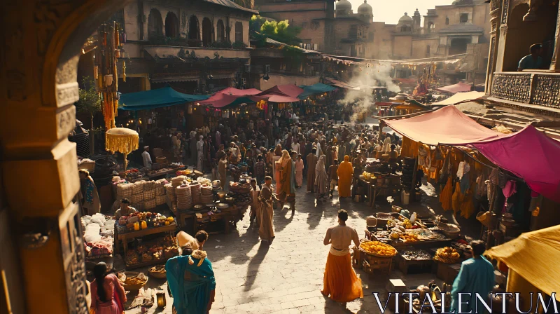 Busy Marketplace in an Ancient City AI Image