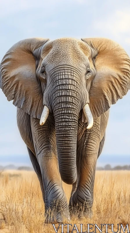 Elephant in Savanna AI Image