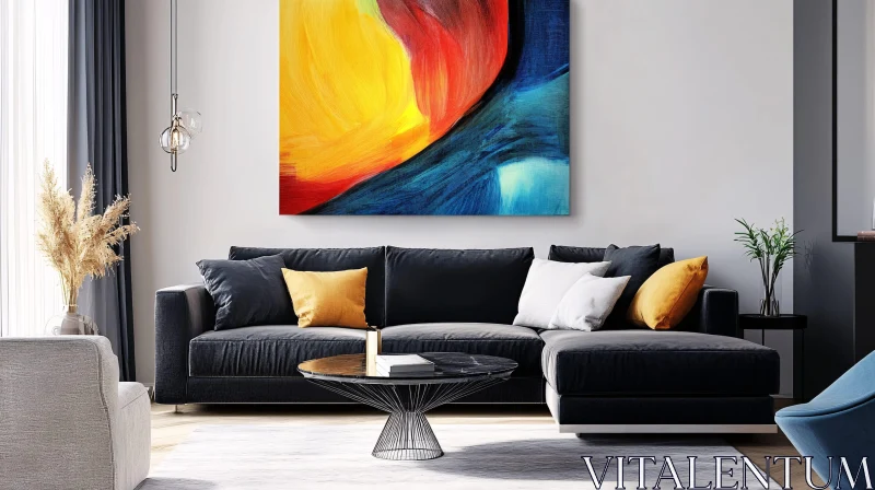 AI ART Abstract Painting Over Sofa