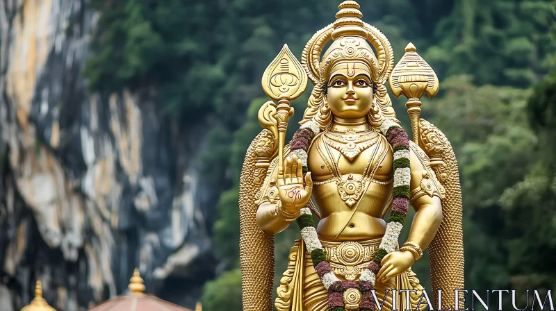 Murugan Statue at Batu Caves Temple AI Image