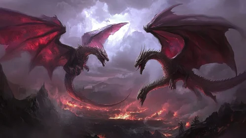 Dragons Clash Above Burning Lands