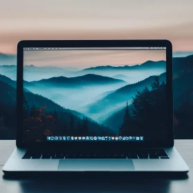 Mountainscape on Laptop