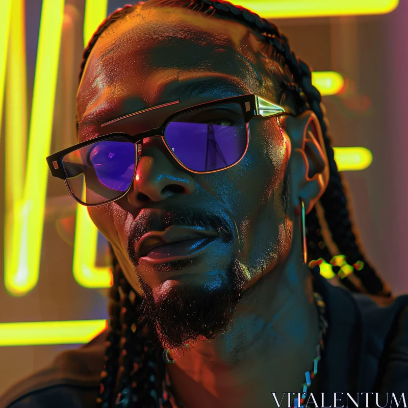 AI ART Snoop Dogg with Braided Hair and Sunglasses