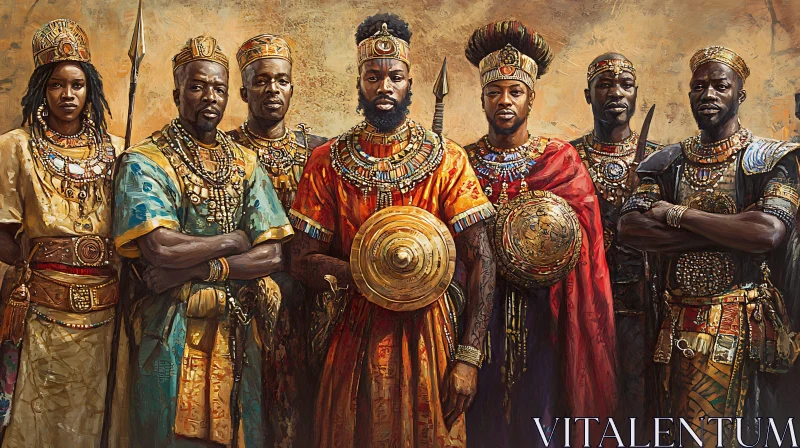 Strong African Warriors in Cultural Garb AI Image