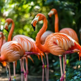 Flamingos in a Tropical Paradise