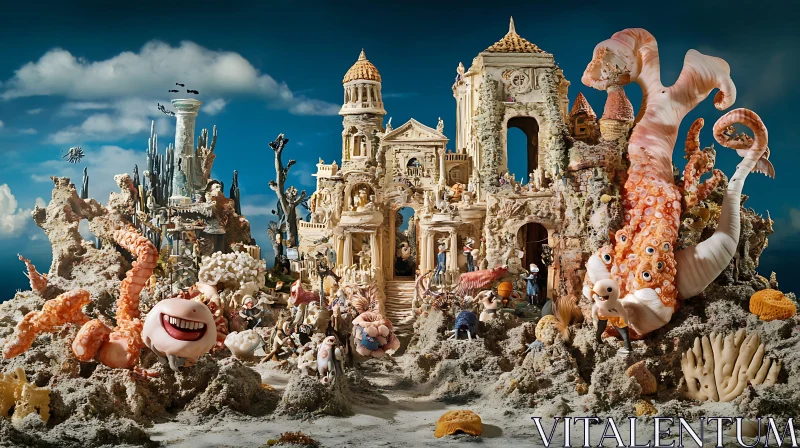 Whimsical Seaside Castle AI Image