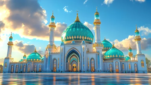 Grand Mosque with Turquoise Domes