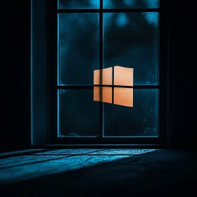 Nighttime Window and Orange Logo