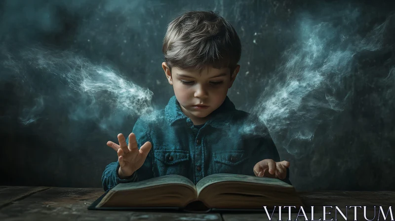 AI ART The Young Mage: Lost in the Book