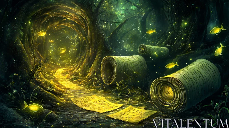 AI ART Mystical Forest Scene with Ancient Magic