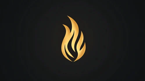 Stylized Gold Flame on Black Backdrop