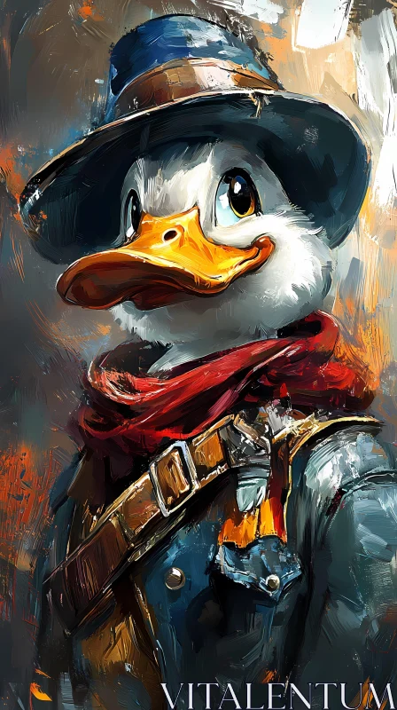 Adventurous Duck Portrait AI Image