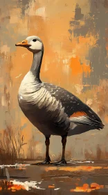 Elegant Bird Art on Orange Canvas