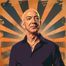 Digital Art of Jeff Bezos with Radiating Pattern