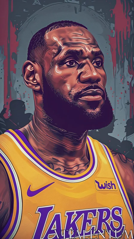 LeBron James Art in Basketball Uniform AI Image