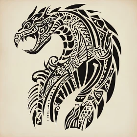 Stylized Dragon with Tribal Pattern