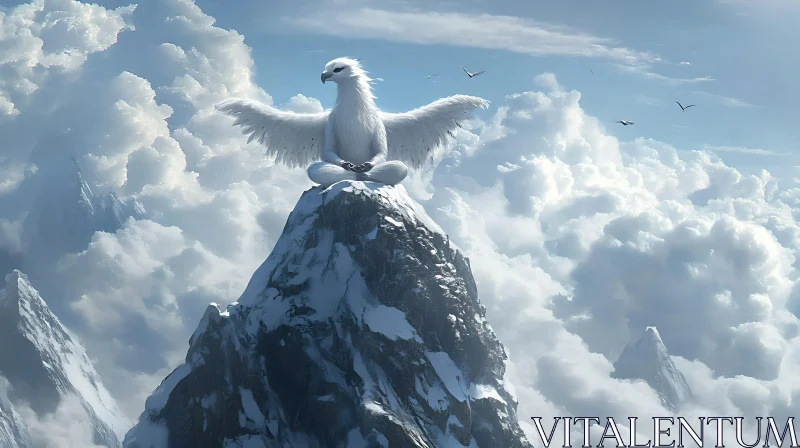 Eagle Meditation on Mountain Top AI Image