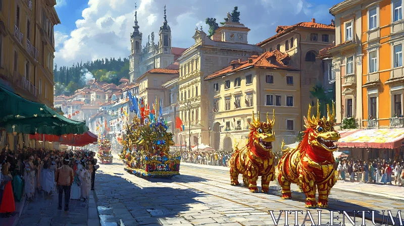 AI ART Ornate Dragon Parade in European City