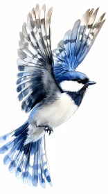 Blue Feathered Bird in Flight