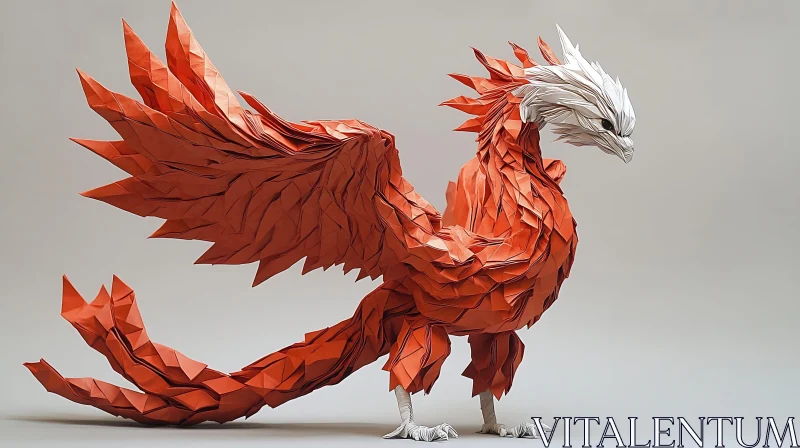 Paper Phoenix Sculpture: Artful Folding AI Image