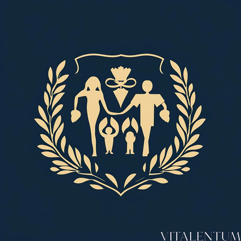 AI ART Symbolic Family Emblem with Laurel Decorations