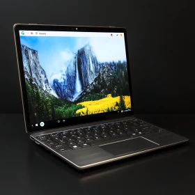 High-Tech Laptop with Nature Background