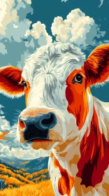 Artistic Cow Portrait in Vibrant Colors