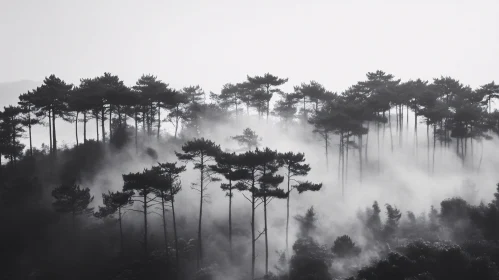 Misty Forest in Black and White