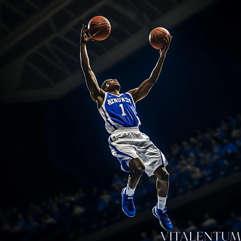 Athlete with Two Basketballs AI Image