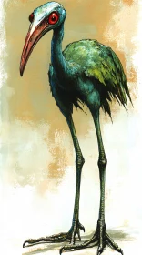 Stylized Bird Illustration with Long Legs